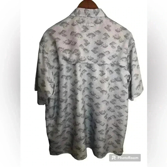 Weatherproof Mens XXL Blue Gray Fishing Print Shirt Vented Rip Stop - Picture 2 of 7